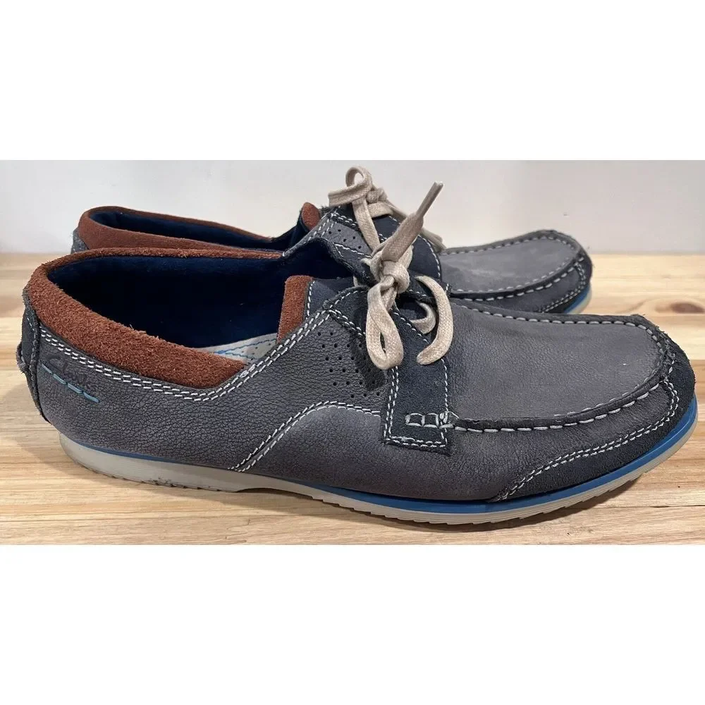 Clarks‎ 'Kendrick Sail' Blue Leather Nubuck Textile/Synthetic Boat Shoes Size 9M